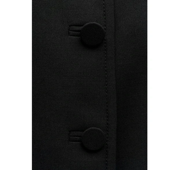 Zara Wool Blend Frock Coat Jacket Lapel collar ZW Collection Black size S NWT - Picture 7 of 16